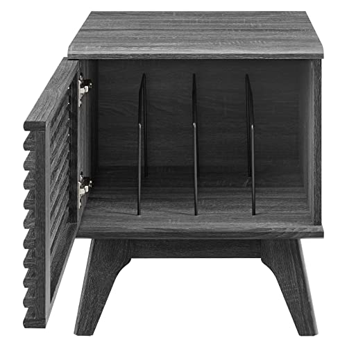 Modway Render Mid-Century Modern 19" Vinyl Record Display Stand In Charcoal #TOP4