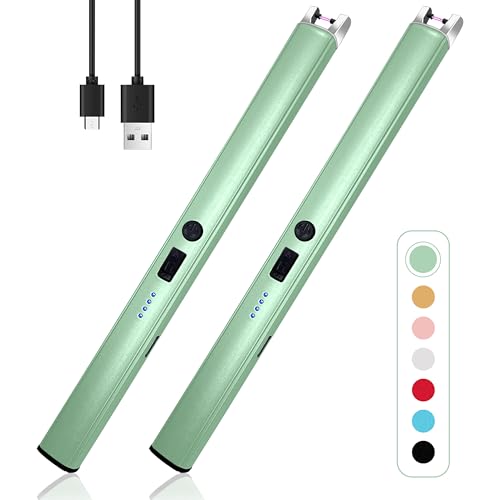 2-Pack USB Rechargeable Plasma Arc Lighter with LED Display & Safety Switch
