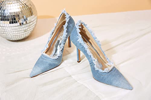 Reitoye Women's Denim Stiletto Pumps Heels Pointed Toe Stiletto Dress Pump Us 9 #TOP3