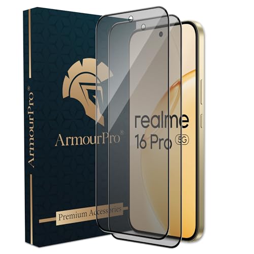 Image of ArmourPro Anti-Glare Matte Tempered Glass for Realme 16 Pro, Pack of 2, Anti Fingerprint Screen Protector, 9H Scratch Resistant, Smooth Touch, Full Edge to Edge Coverage