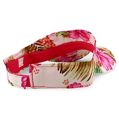 Trendy Apparel Shop Tropical Flower Hibiscus Pattern Print Summer Visor Cap - Pink #TOP2