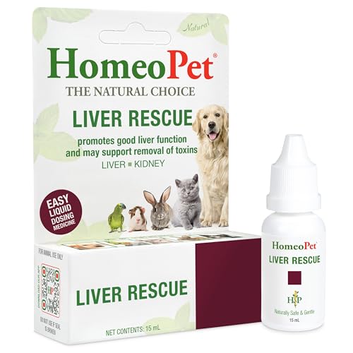 HomeoPet Liver Rescue, Safe and Natural Liver-Support Supplement for Cats, Dogs, and Other Small Animals, 15 Milliliters