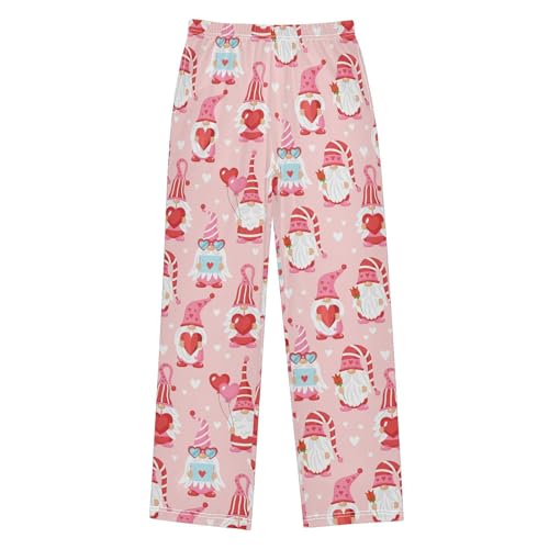 Gnome Rose Flowers Boys Long Pants Soft Trousers Elastic Waist Kids Lounge Bottoms with Pockets S-XL