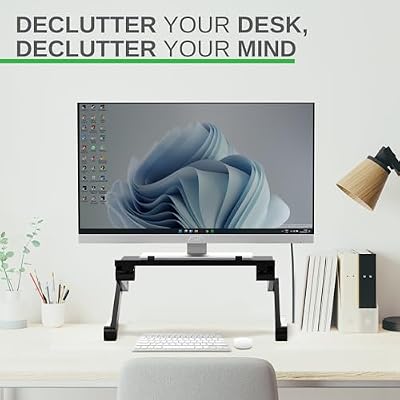 WorkEZ Monitor Stand, Single Mount Height Adjustable Monitor Riser for Desk, Ergonomic Desktop Computer Stand