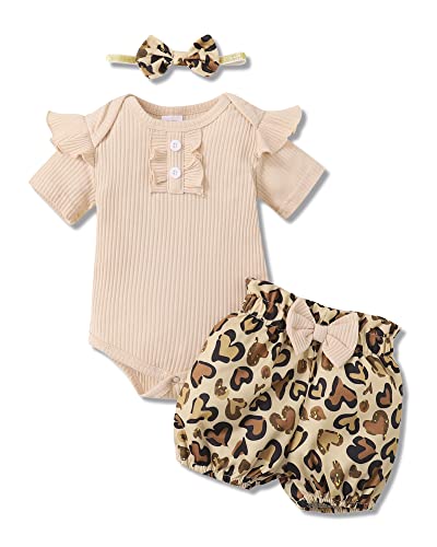 Image of WESIDOM Baby Girl Clothes,Hooded Long Sleeve Printed Leopard Pants Headband Sweatshirt Toddler Outfit Clothing Sets