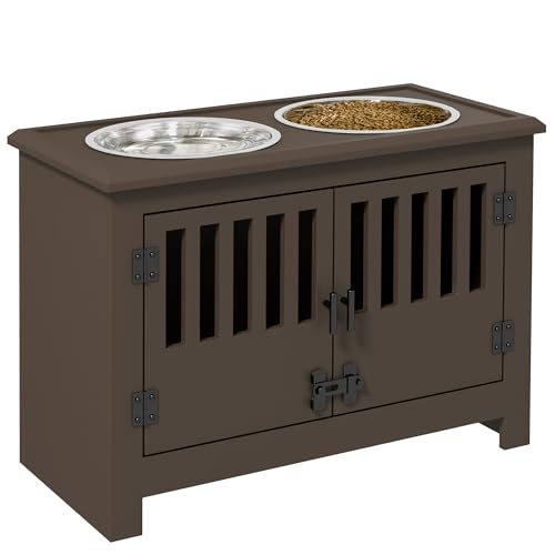 Dog Food Storage Cabinet, Dog Food Cabinet,Large Elevated Dog Bowls with Storage Cabinet Containing Large 37L Capacity, Raised Dog Bowl Stand Pet Food Bowl Dog Feeding Station