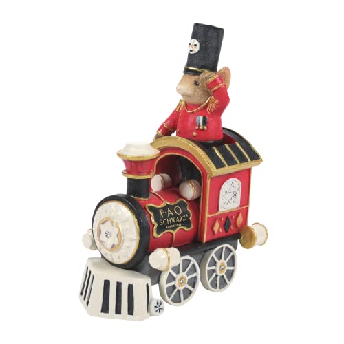 Enesco Tails with Heart FAO Schwarz Train Conductor Mouse Figurine, 3.7 Inch, Multicolor