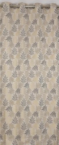 Image of HOME UTSAV Premium Jute Curtains for Long Door 8 feet Leaf Pattern Room Darkening Curtain | Pack of 2 | Jacquard Fabric | Chocolate