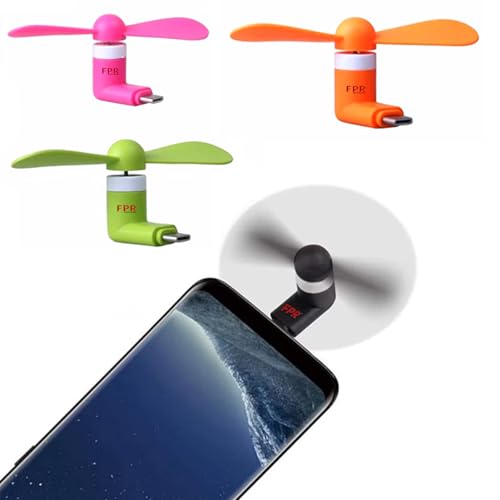 Image of FPR Mini USB Type-C Mobile Fan Portable Fan Any Android Smartphone and Typ-C Output Port for Kids, Adults, Kitchen, Travle, Indoor & Outdoor Use (1Pc, Color May Vary)