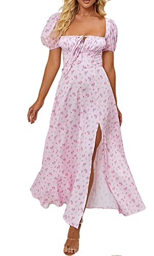 Image of KUTUMAI Women Summer Puff Sleeve Off Shoulder Floral Flowy Long Maxi Dress