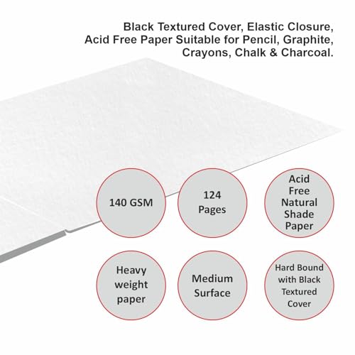 Image of Anupam SketchO Sketchbook Hardbound, Portrait Opening Square Size, 140 GSM Acid Free Natural Shade Paper with Elastic Closure (128 Pages)