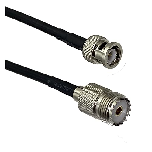 UHF PL259�j���v���O�� SO239�����̃W���b�N BNC.�j���R�l�N�^�N�����v RG58 RG316 �P�[�u�����C���[�qRF�W�����p�[�s�b�O�e�[��6�C���`~10���[�g��(RG58 SO239 to BNC,10FT (3M))