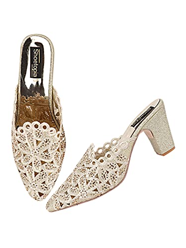 Image of Shoetopia Women's & Girl's Party Ethnic Block Heels Mules Sandals
