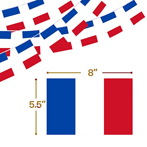 Anley France String Flag Pennant Banners, Patriotic Events 14th of July French Bastille Day Decoration Sports Bars - 33 Feet 38 Flags - Image 3