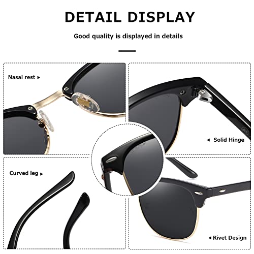 Image of AEVOGUE Polarized Semi Rimless Sunglasses for Men Women, Retro UV400 Sun Glasses for Driving Outdoor