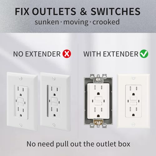 1/2Inch Single Gang Receptacle Outlet Box Extenders,Include 12Screws (6-32 x 1.25),Electrical Outlet Extender for Electrical Outlet Box and Electrical Outlet Switches, Gray (Pack of 6)