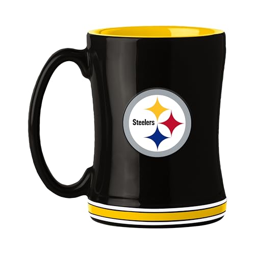 FANMATS NFL Pittsburgh Steelers 14 oz Relief Coffee Mug 14 Fluid Ounces | Ceramic | Sculpted 3D Logo | Team Color | Great Gift
