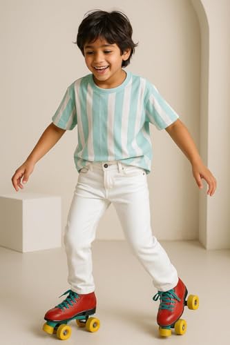 Image of Tales & Stories Boys Slim Fit Denim Jeans | 5-Pocket Stylish Mid-Rise Pants| Durable Cotton Denim Lycra with Button Closure | Casual Wear