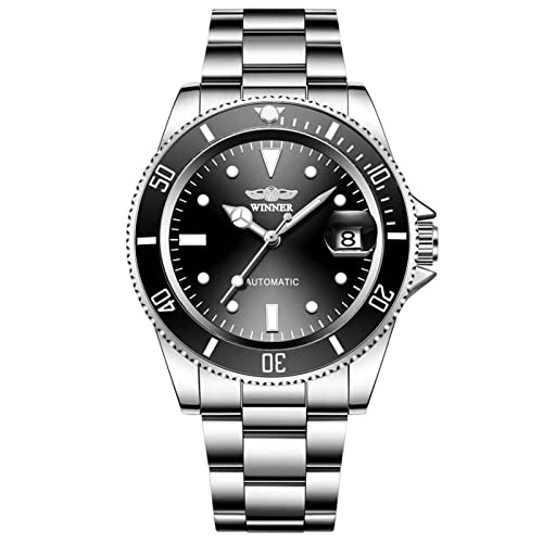 FORSINING Montre mécanique automatique pour homme avec bracelet en acier inoxydable de 20 mm. Montre-bracelet de mode et affaire à remontage manuel pour...