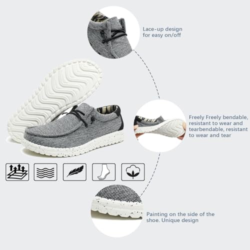 Image of JSWEI Men's Machine-Washable Summer Loafers Lace Up Casual Slip-On Shoes Lightweight Comfortable Soft Sole WalkingTraveling, Beach, Gifts for Men Shoes Loafers Stretch