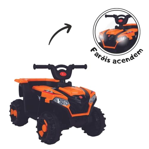 Mini Quadriciclo Elétrico Infantil Bateria 6v com Luz e Som Música (Laranja)