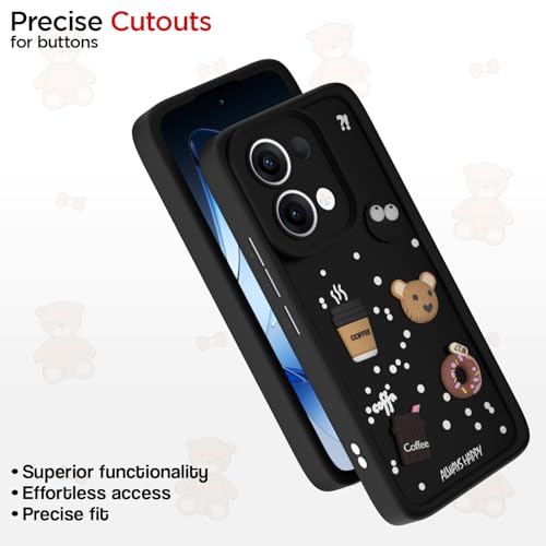 Image of Pikkme Back Cover for Oppo Reno 13 5G | 3D Cartoon Silicone Case Cute & Fun Full Protective Bumper Cover (Black)