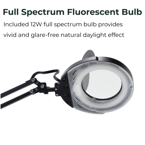V-Light Full Spectrum Natural Daylight Effect Magnifier Task Lamp With 3 Diopter Glass Lens And Desktop Or Clamp-On Mounting Options (Vs40203Br), Black #TOP4