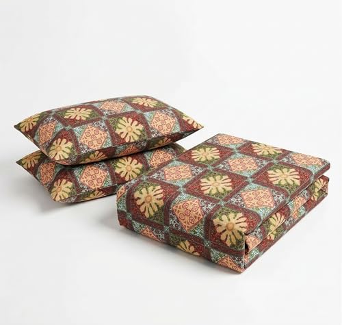 Image of BSB HOME Premium Cotton Double Bedsheet with 2 Pillow Covers, 240 TC Soft Breathable, Skin Friendly & Hypoallergenic, Jaipuri Printed (90 x 100 Inches) (Geometric Jaal Print - Muted Coral)