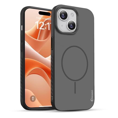 Image of KARWAN Slim Shockproof Back Case Cover Compatible with iPhone 15,Dual Layer Armor Protection with Matt Finish, Heavy Duty Cover with Magnetic MagEase Wireless Charging (Black)