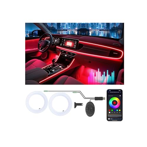 Car Led Strip Lights, Interior Car Lights, App Control Ambient Lighting Kit With RGB 16 Million Colors Fiber Optics&Music Sync Rhythm, USB Neon Light Accessories for Center Console&Dashboard, Upgraded