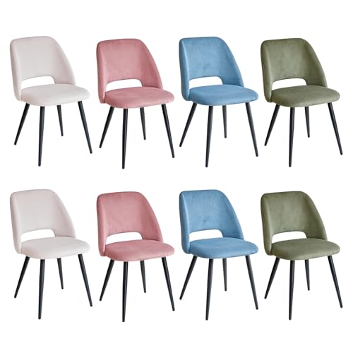 JZGORC Pack de 8 Silla de Comedor, Silla de Cocina de Pana a Rayas, Silla Tapizada con Diseño de Respaldo Hueco, Adecuada para Comedor, Sala de Estar, Cocina, Dormitorio - Color Mixto 1