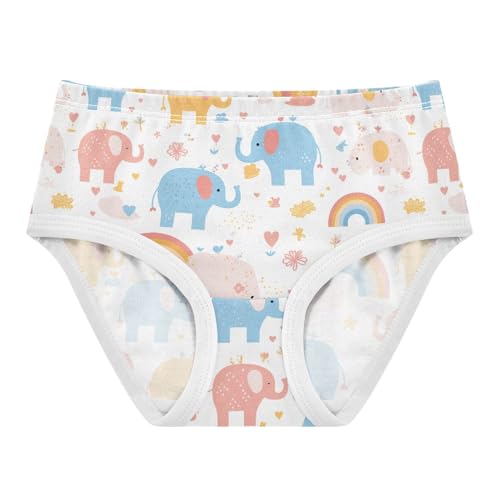 Wusikd Cute Elephants Girls' Underwear Cotton Rainbow Girls Briefs Soft Toddler Underwear 2T