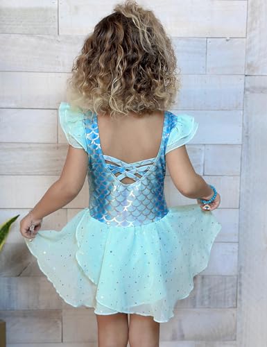 Image of Arshiner Girls Ruffle Sleeve Ballet Dance Dress Tutu Skirted Leotard