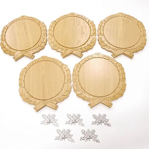 5 placas de cuña talladas de roble claro AF 19 cm con 5 hojas de roble de 6 hojas