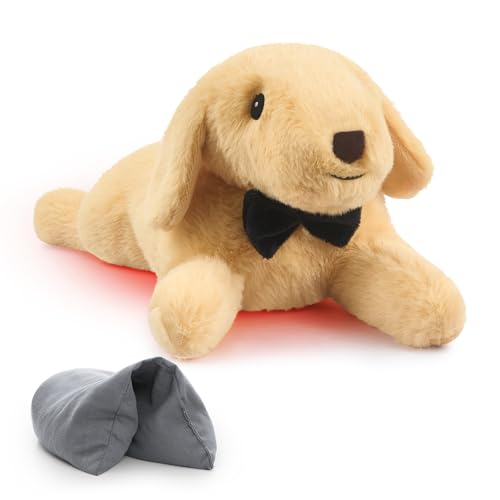 Dreamegg Microwavable & Weighted Stuffed Animal, Unscented Microwave Heating Pad for Period Cramps, 1.4 Lbs Puppy, Washable Cover, Realistic Hug, Cute Heatable Plushies, Gifts for Mother’s Day, Kids