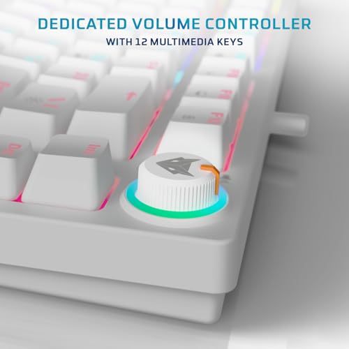 Image of EvoFox Katana X2 TKL Mechanical Gaming Keyboard | 3‑Pin Replaceable Silent Red Switches, Dynamic Backlighting, All Keys Anti‑Ghosting, Volume Knob, Copilot, Xbox Gamebar, Screenshot & More (White)