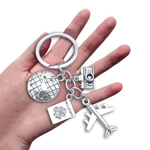 Image of iMagitek 25 Pack Travel Adventure Airplane Keychains Earth Camera Journey Aircraft Keyrings Gift For Traveler