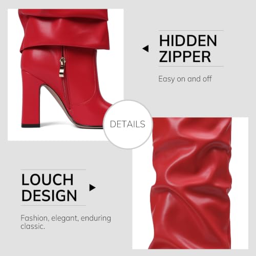 SaraIris Women's Red Knee High Boots - Shark Fold Over Boots - image 6