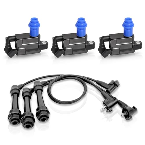 ENA Set of 3 Ignition Coil and Wire Set Compatible with Toyota Lexus 2001 2002 2003 2004 2005 IS300, 1998-2005 GS300,1998-2000 SC300, 1998 Supra 3.0L Replacement for UF228 9091902216 1756170