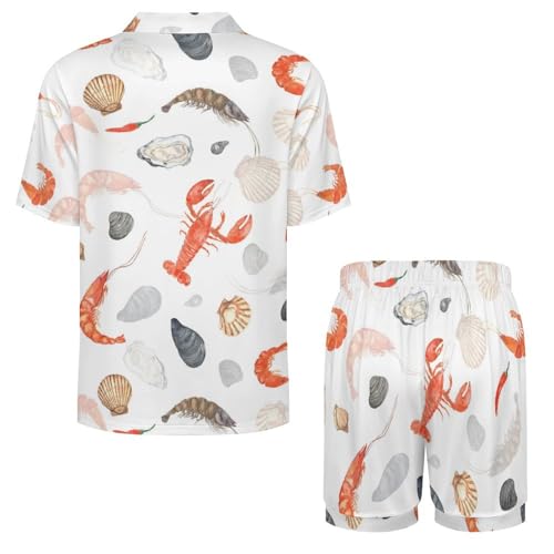 Image of Women Pajamas Shorts Sets Wild West Rodeo Cowboys PJs 2 Piece Button Down Shirt Lounge Pants Set