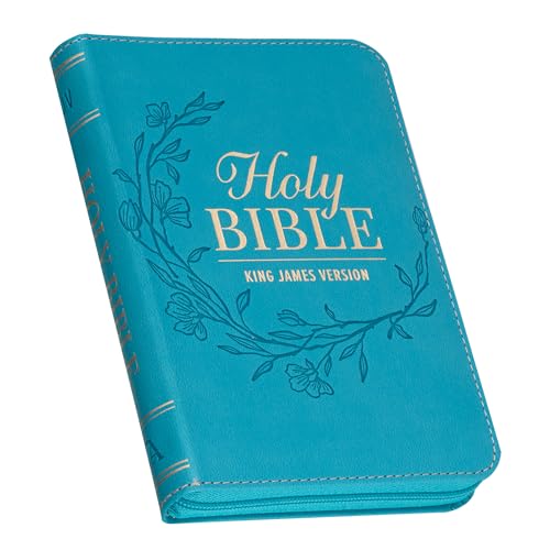 Kjv Bible Pocket Faux Leather Teal W/Zipper