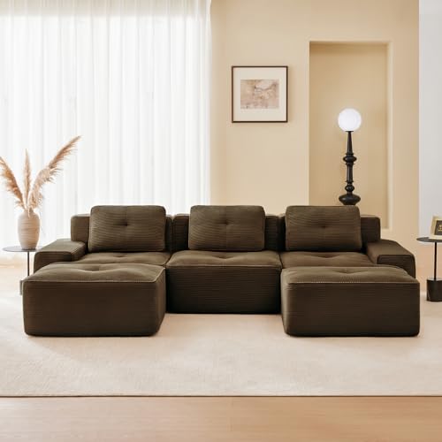 Image of Corduroy Modular Sectional Sofa, Oversized Cloud Couches for Living Room