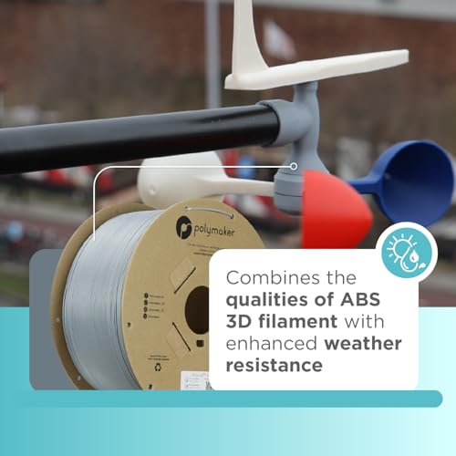 Image of Polymaker ASA Filament 1.75mm Grey, 3kg ASA 3D Printing Filament, Heat & Weather Resistant - ASA 3D Printer Filament Perfect for Printing Outdoor Functional Parts