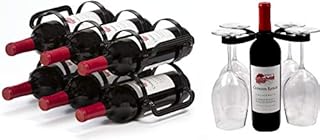 Mango Steam 6 Bottle Counter-top Wine Rack - Storage Organizer for Kitchen Countertops, Pantry, Fridge - (Black)