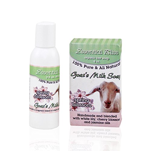 All Natural Handmade Spring Blossom Gift Set 4 oz Goat Milk Soap Bar & 2 Ounce Goat Milk Lotion - Good for your Skin Wonderful Fragrance.
