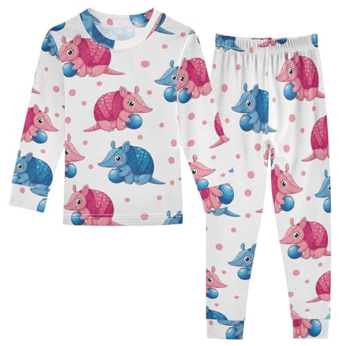 Pajama Sets Long Sleeve Cute Armadillos Playing with Balls Soft Comfy Sleepwear 2 Piece PJS 3-8T