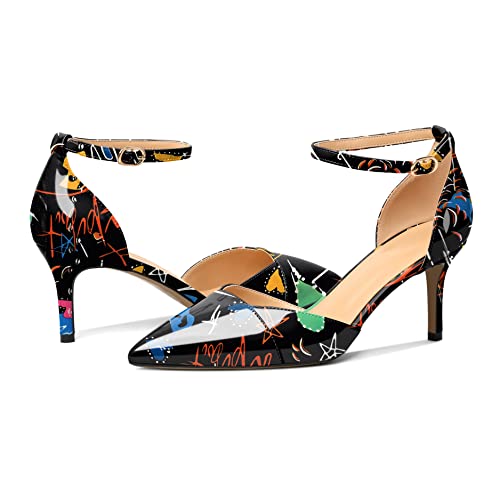 AUMOTED Women's Stiletto High Heel Pumps Ladies Closed Pointed Toe D'Orsay Ankle Strap Dress Pumps Shoes 2.5 Inch4