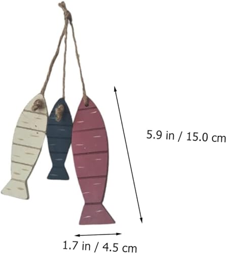 Miniatura 9 de WOONEKY Arte de pared de peces de madera tallado a mano, adorno rústico de decoración de peces para el hogar, playa y lago, decoración de peces