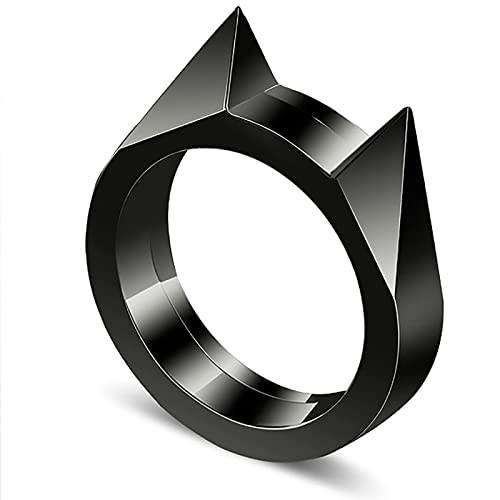 HNJDPQU Ring für Women und Men,Katzenohren Ring+titanstahl Halskette,Dekoration Ring freundschaftsringe,multifunktionsring,19.5mm Ringe die zu sind in schwarz,für Vatertag, Accessoires Cover