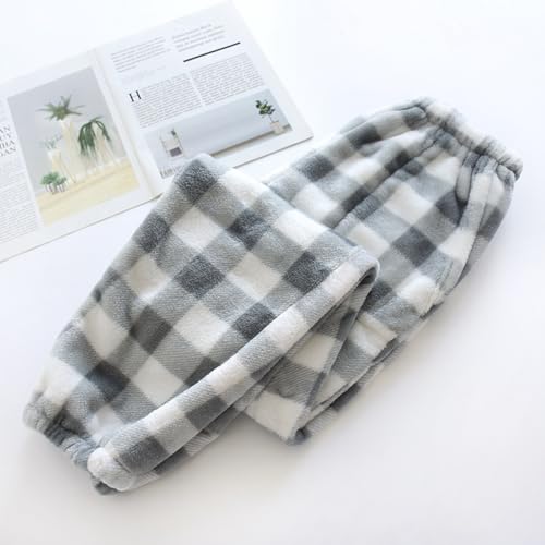 Image of codcm Womens Plaid Fluffy Pajama Pants Fuzzy Fleece Cozy Lounge Pants with Pockets Winter Warm Pj Bottoms